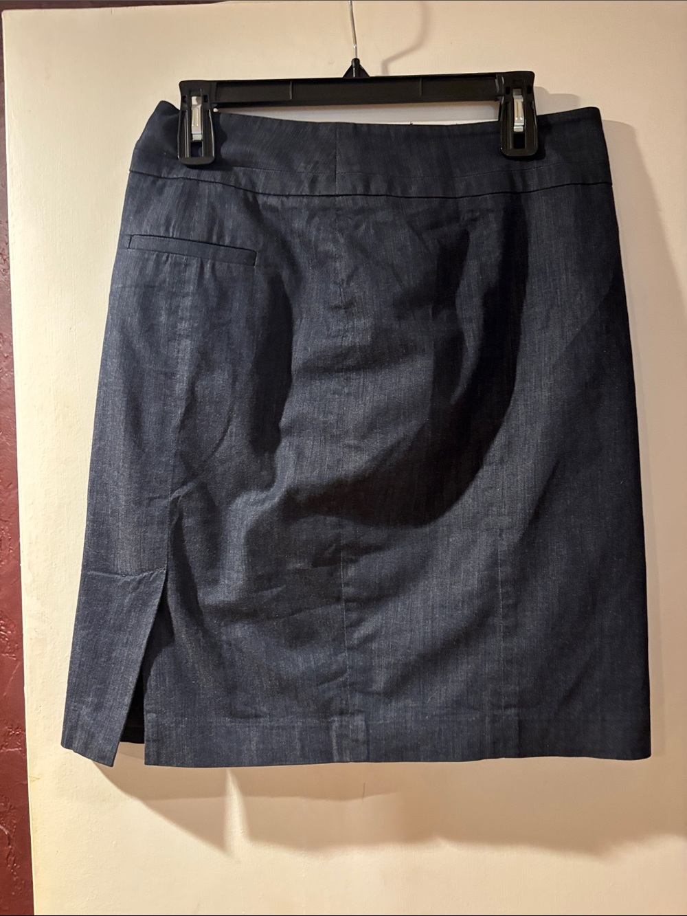 LOFT Dark Blue Denim Pencil Skirt with Side Slit